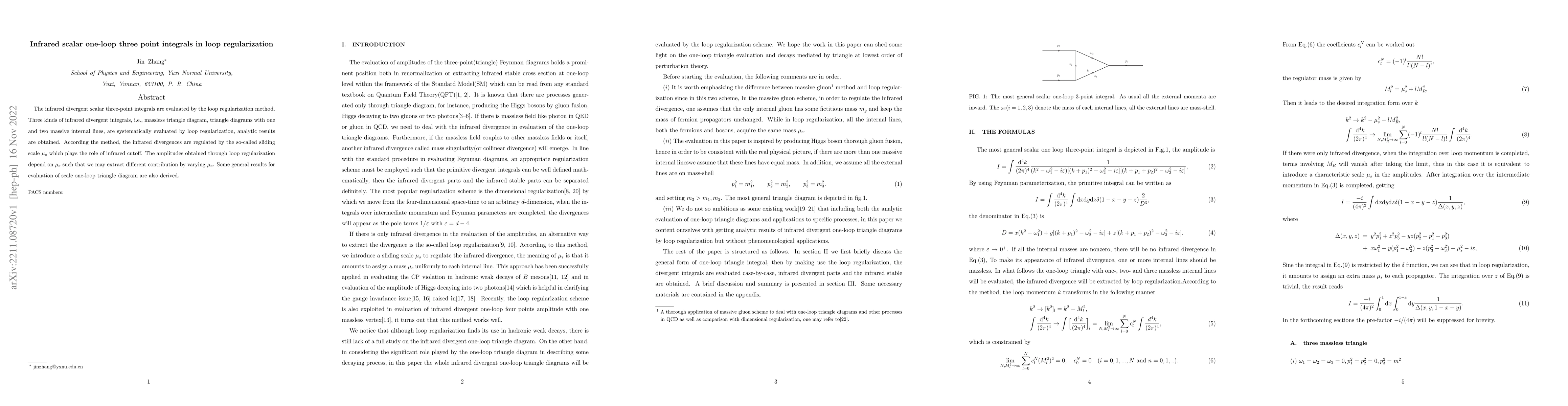 Thumbnail for Infrared scalar one-loop three point integrals in loop regularization