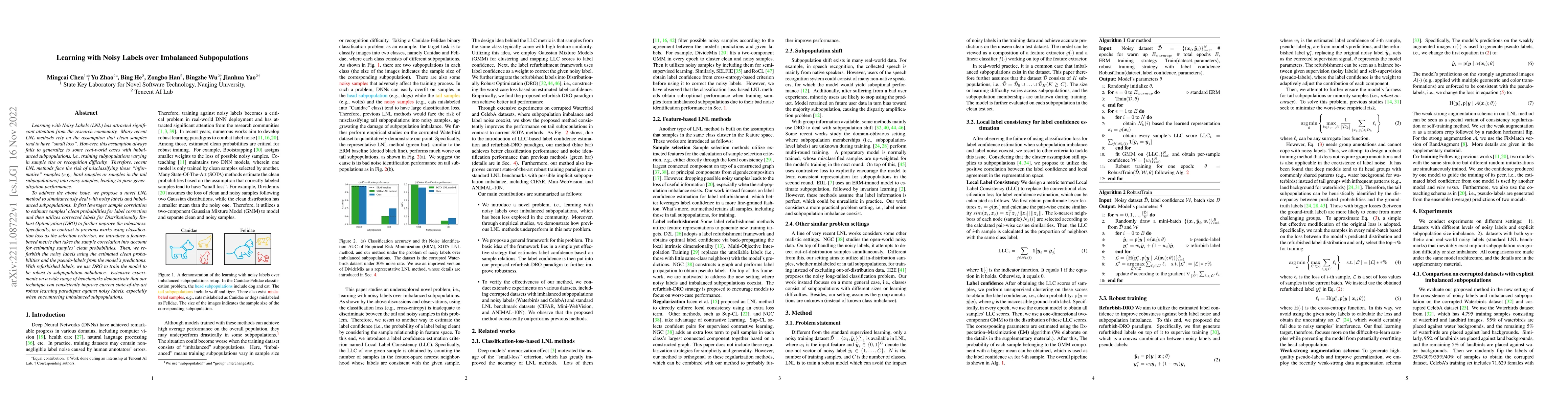Thumbnail for Learning with Noisy Labels over Imbalanced Subpopulations