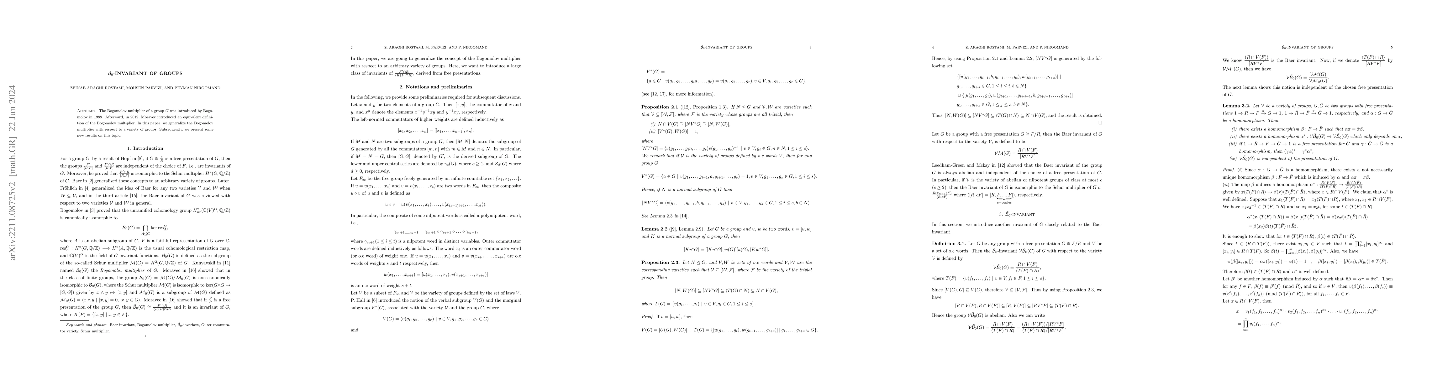 Thumbnail for $\tilde{B_0}$-invariant of groups
