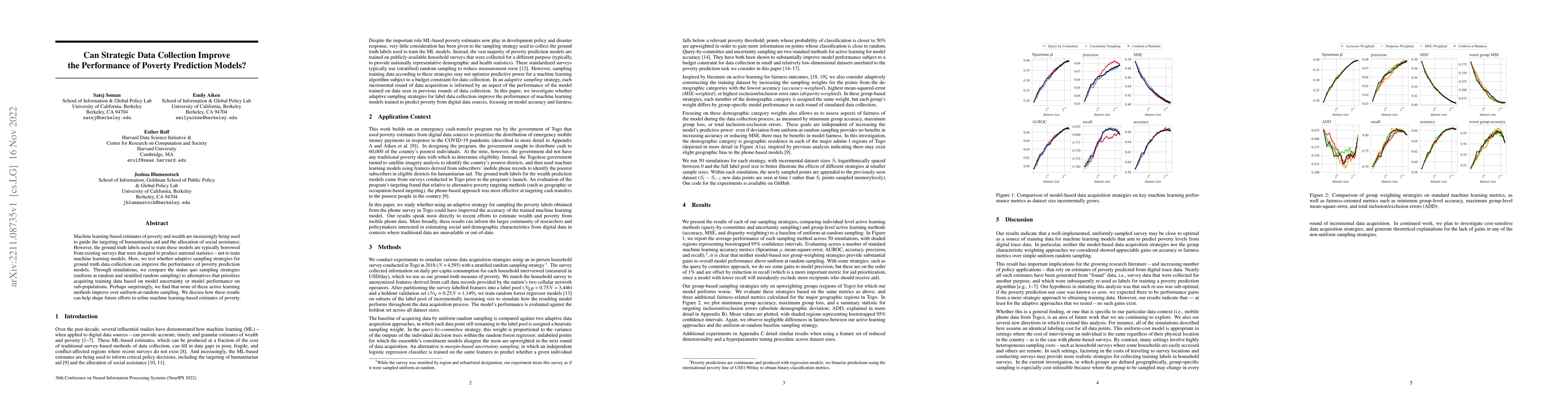 Thumbnail for Can Strategic Data Collection Improve the Performance of Poverty
  Prediction Models?