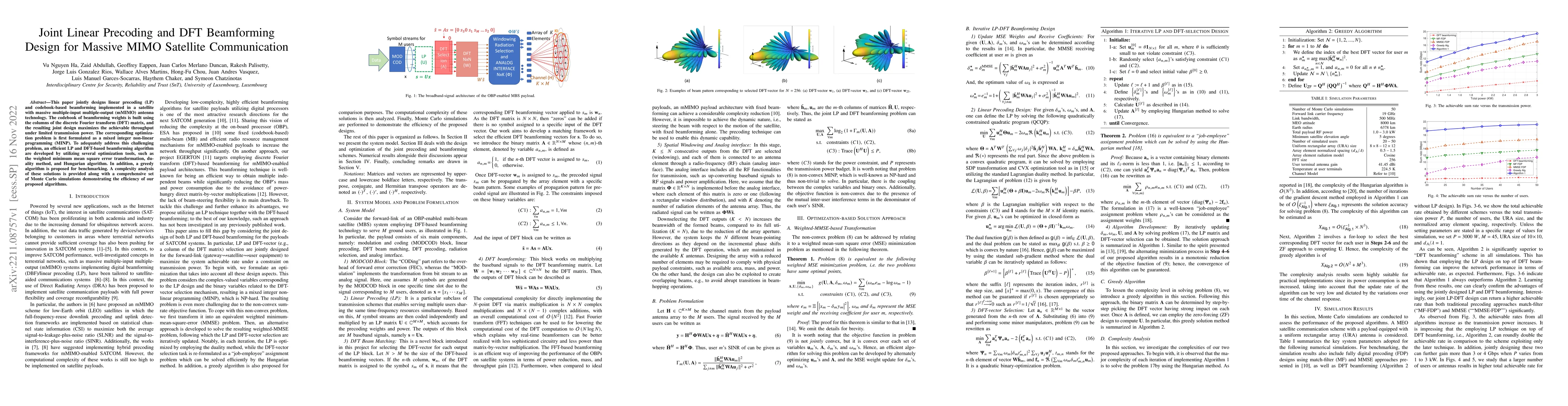 Thumbnail for Joint Linear Precoding and DFT Beamforming Design for Massive MIMO
  Satellite Communication