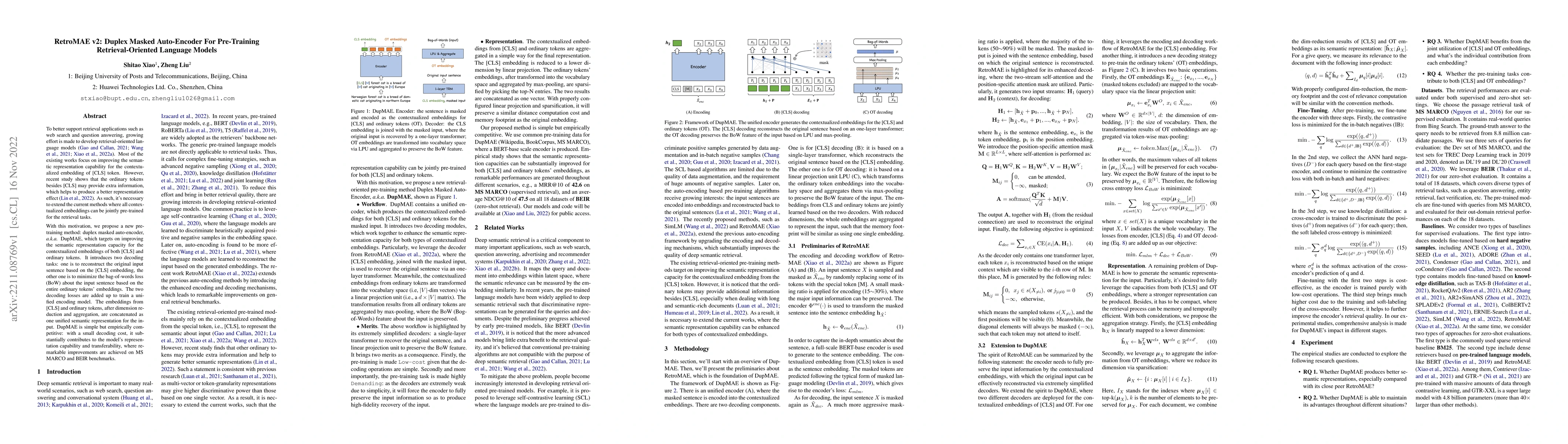 Thumbnail for RetroMAE v2: Duplex Masked Auto-Encoder For Pre-Training
  Retrieval-Oriented Language Models
