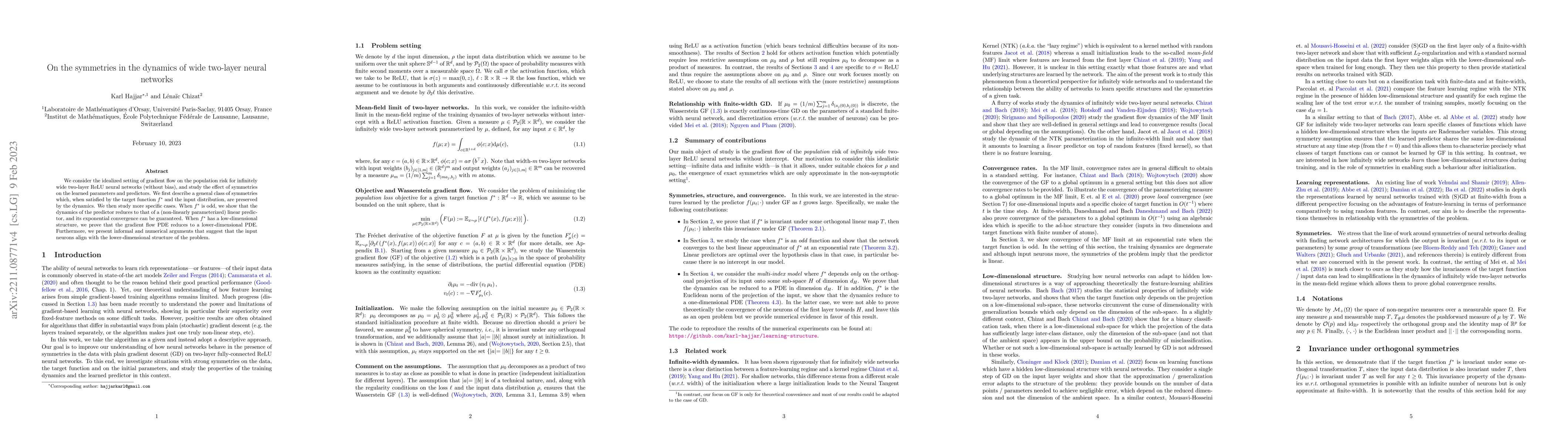 Thumbnail for On the symmetries in the dynamics of wide two-layer neural networks