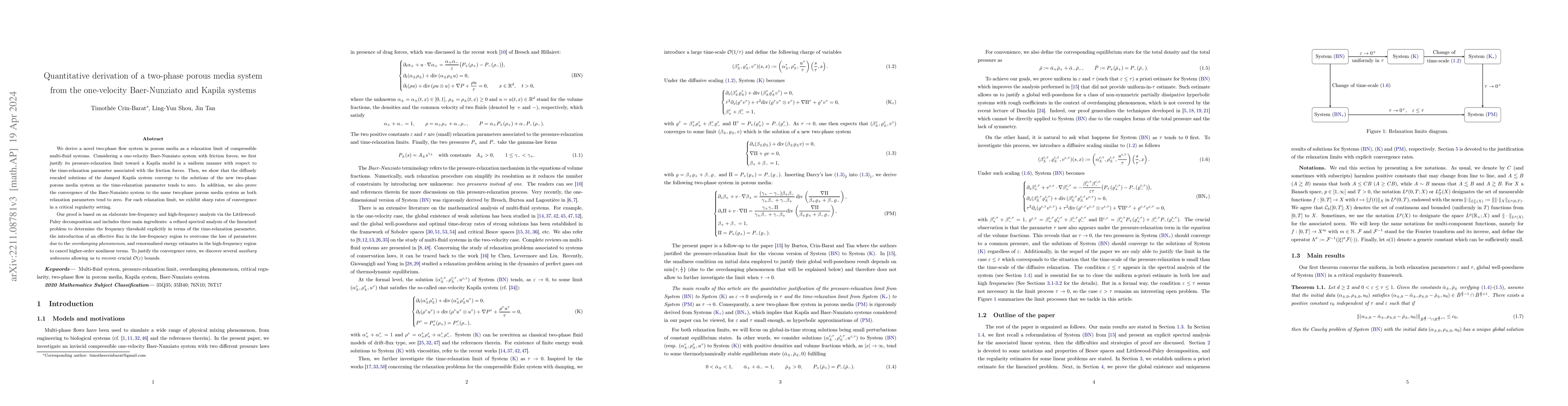 Thumbnail for Quantitative derivation of a two-phase porous media system from the
  one-velocity Baer-Nunziato and Kapila systems