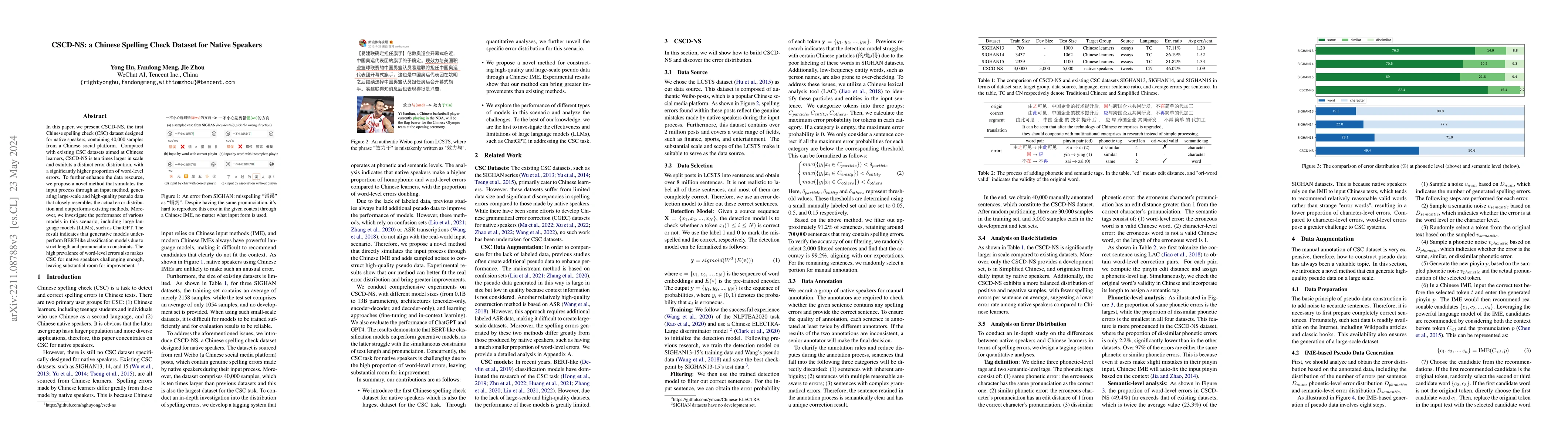 Thumbnail for CSCD-NS: a Chinese Spelling Check Dataset for Native Speakers