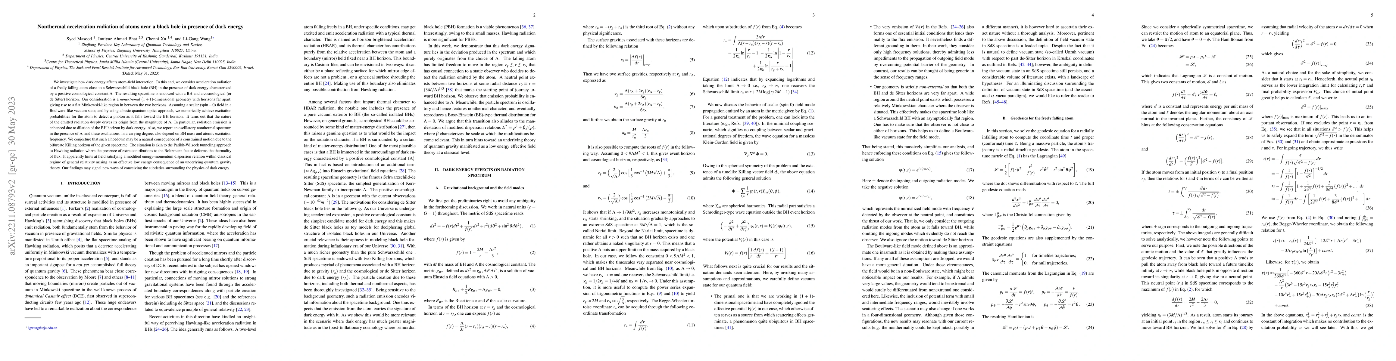 Thumbnail for Nonthermal acceleration radiation of atoms near a black hole in presence
  of dark energy