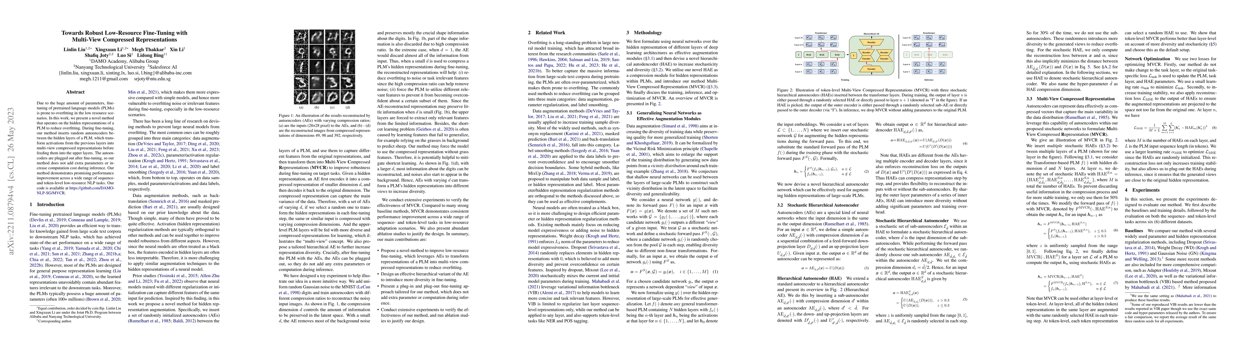 Thumbnail for Towards Robust Low-Resource Fine-Tuning with Multi-View Compressed
  Representations