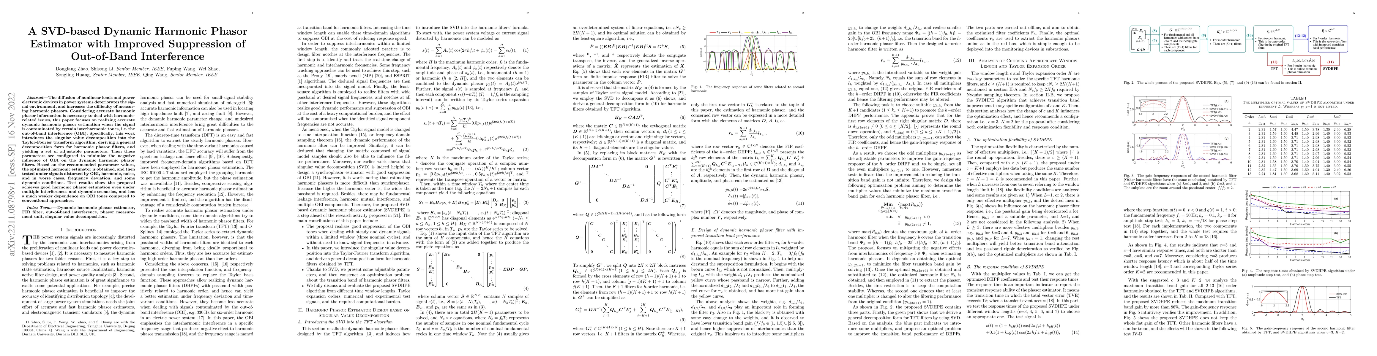 Thumbnail for A SVD-based Dynamic Harmonic Phasor Estimator with Improved Suppression
  of Out-of-Band Interference