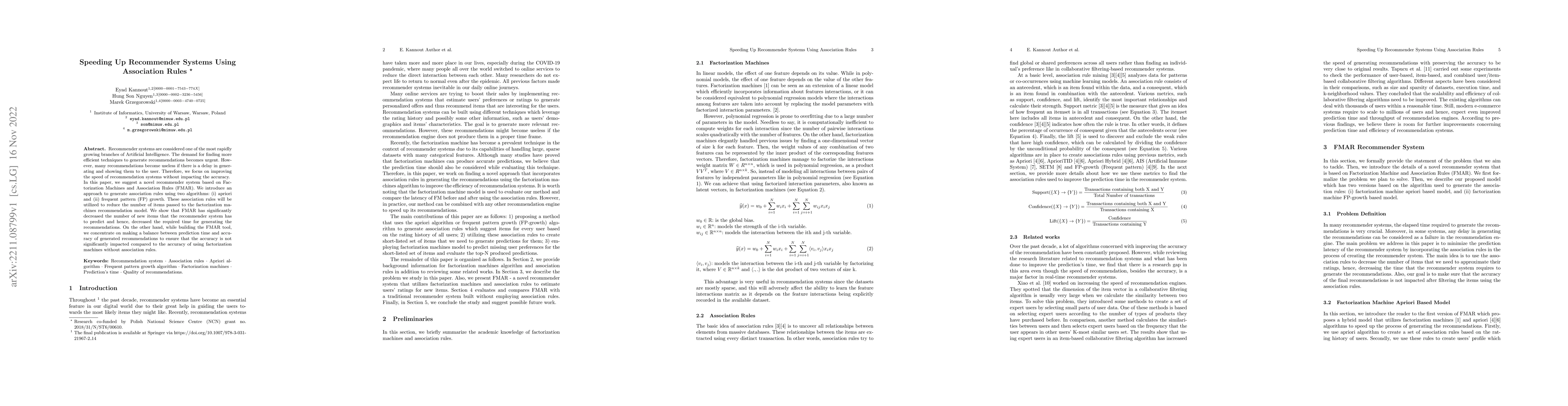 Thumbnail for Speeding Up Recommender Systems Using Association Rules