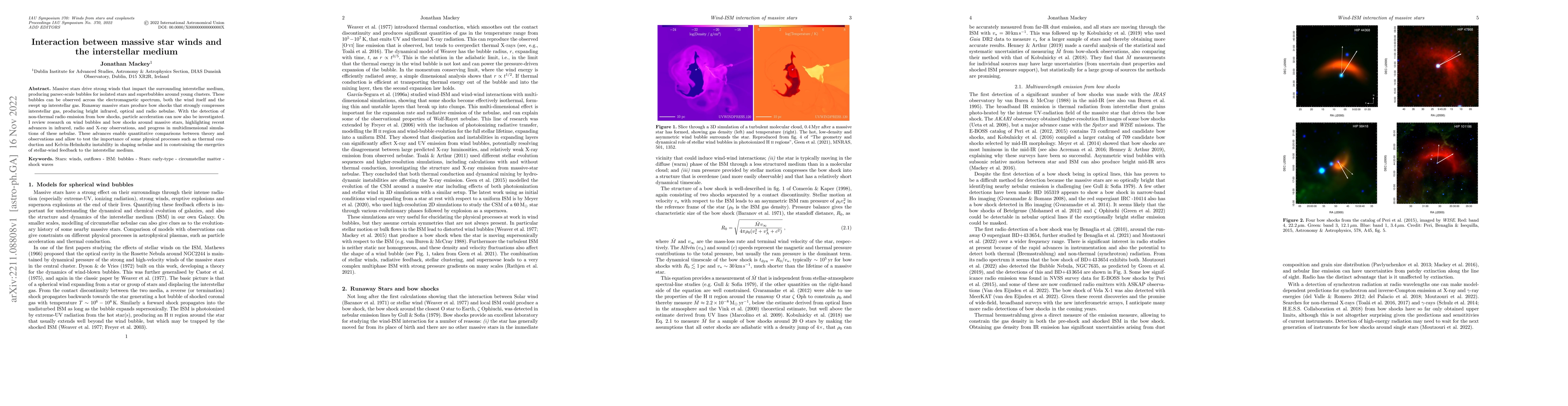 Thumbnail for Interaction between massive star winds and the interstellar medium