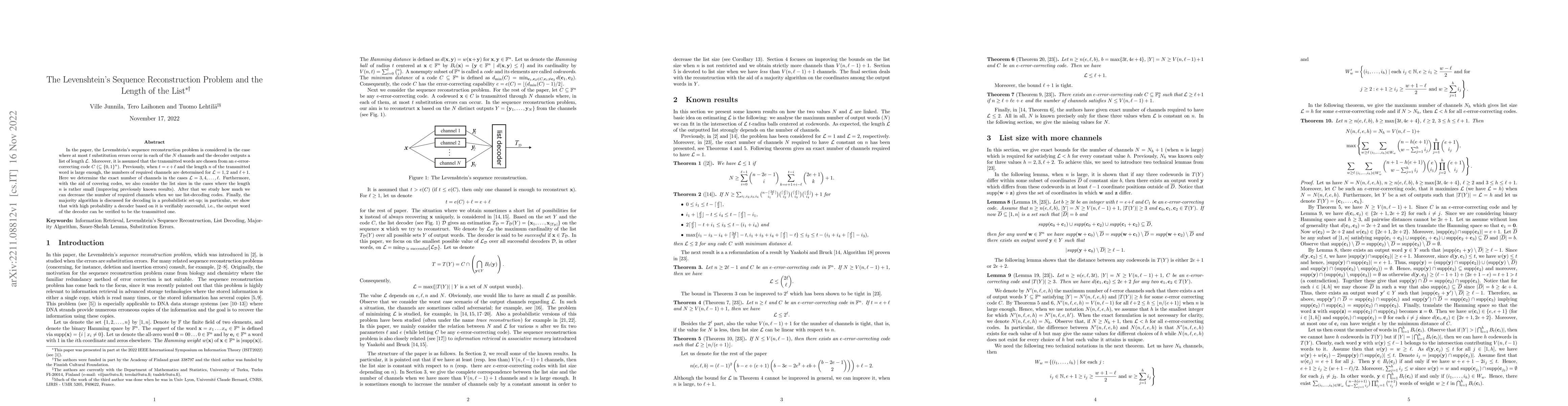 Thumbnail for The Levenshtein's Sequence Reconstruction Problem and the Length of the
  List