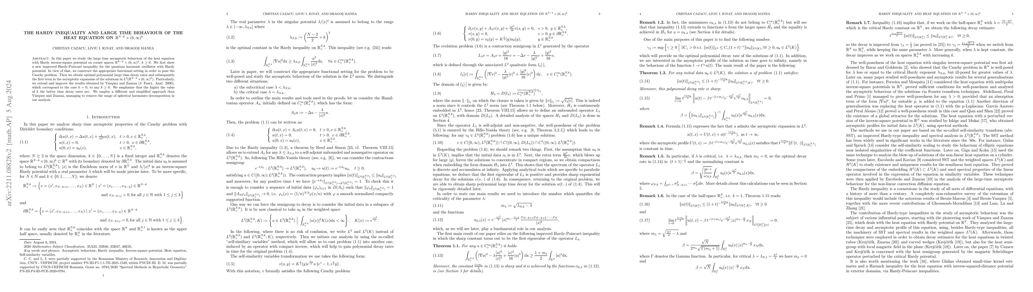 Thumbnail for The Hardy inequality and large time behaviour of the heat equation on
  $\mathbb{R}^{N-k}\times (0,\infty)^k$