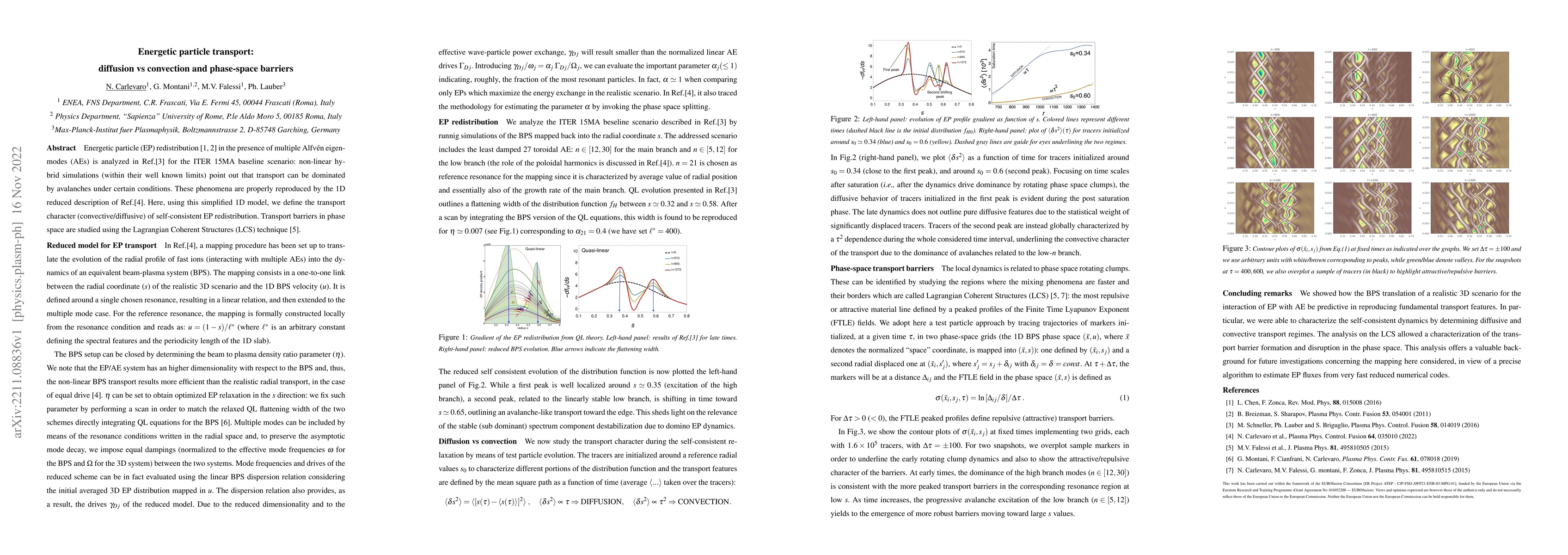 Thumbnail for Energetic particle transport: diffusion vs convection and phase-space
  barriers