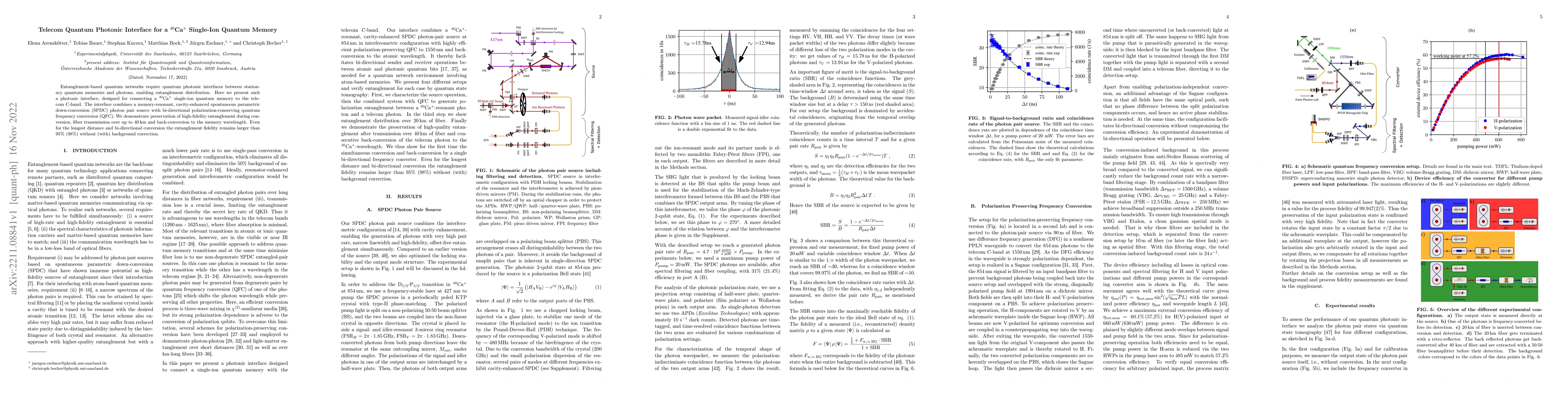Thumbnail for Telecom Quantum Photonic Interface for a $^{40}$Ca$^+$ Single-Ion
  Quantum Memory