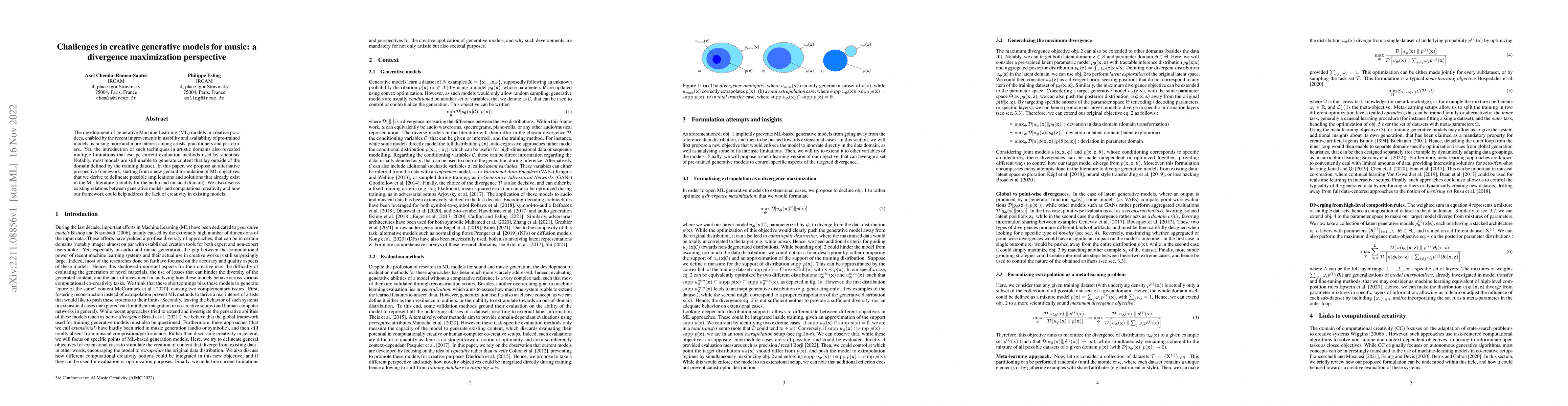 Thumbnail for Challenges in creative generative models for music: a divergence
  maximization perspective