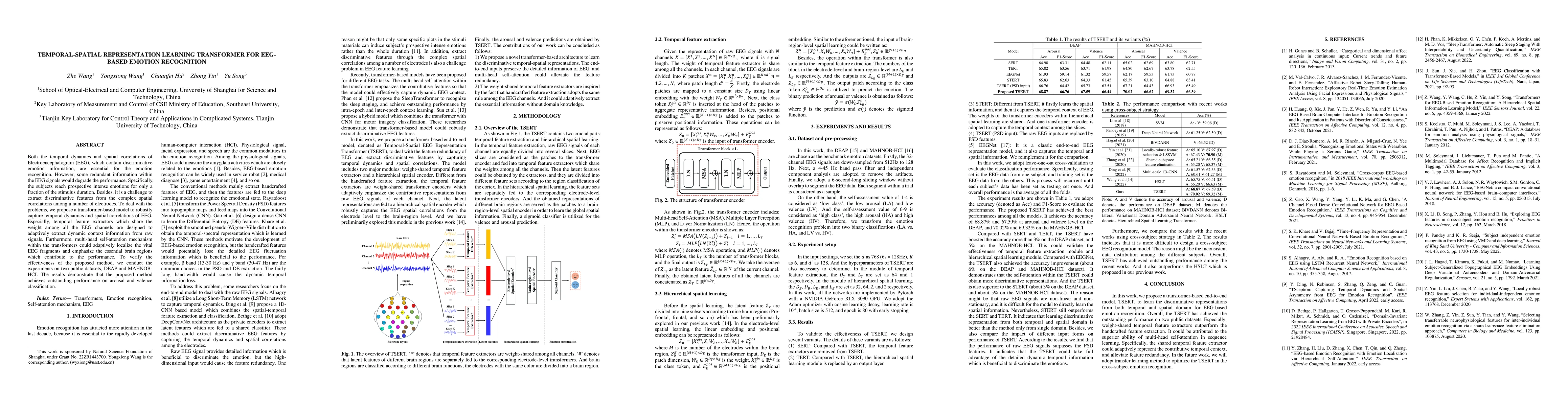 Thumbnail for Temporal-spatial Representation Learning Transformer for EEG-based
  Emotion Recognition