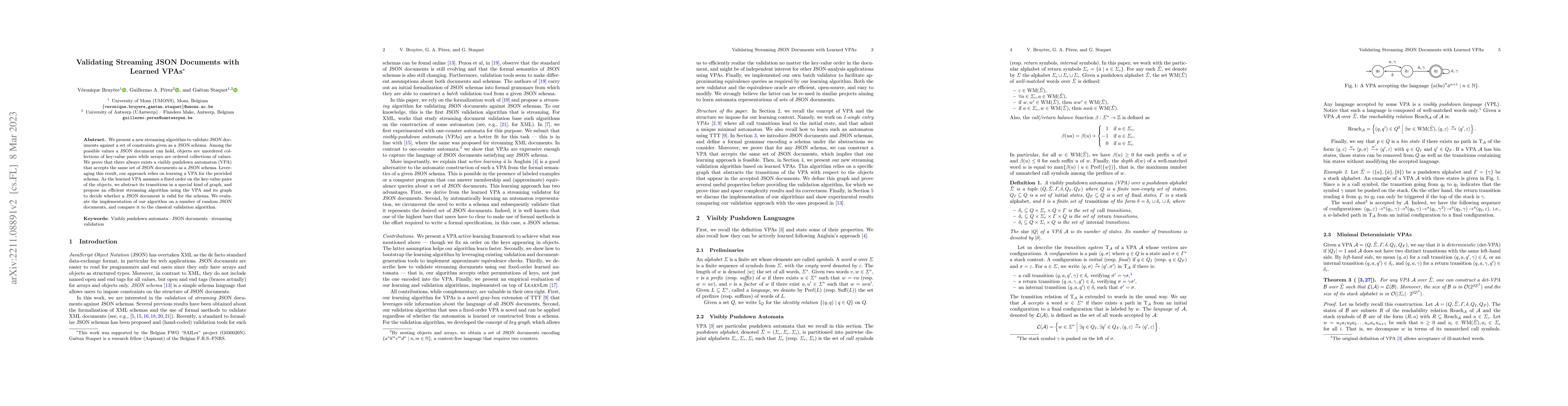 Thumbnail for Validating Streaming JSON Documents with Learned VPAs