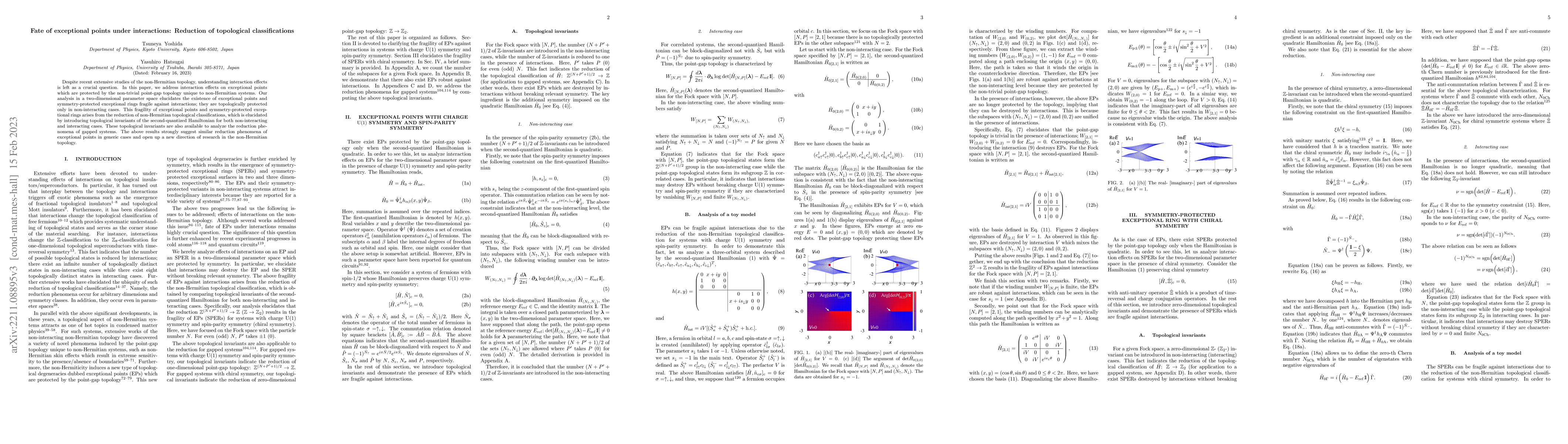 Thumbnail for Fate of exceptional points under interactions: Reduction of topological
  classifications