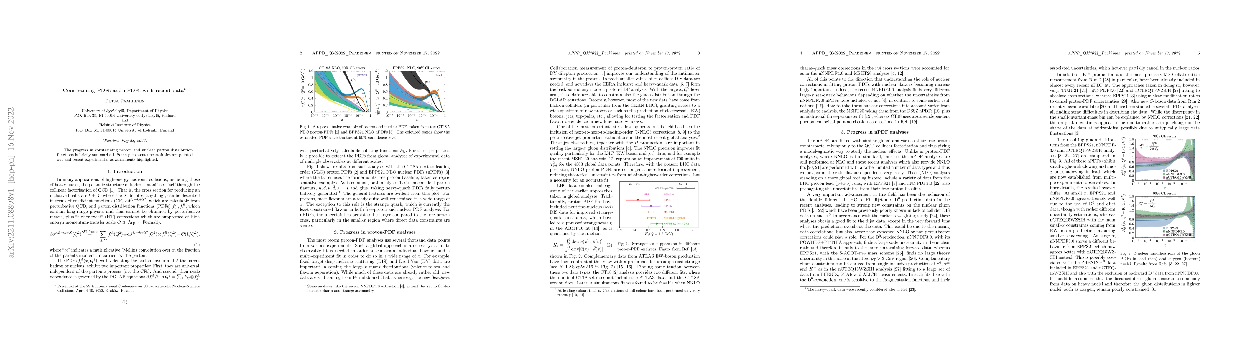 Thumbnail for Constraining PDFs and nPDFs with recent data