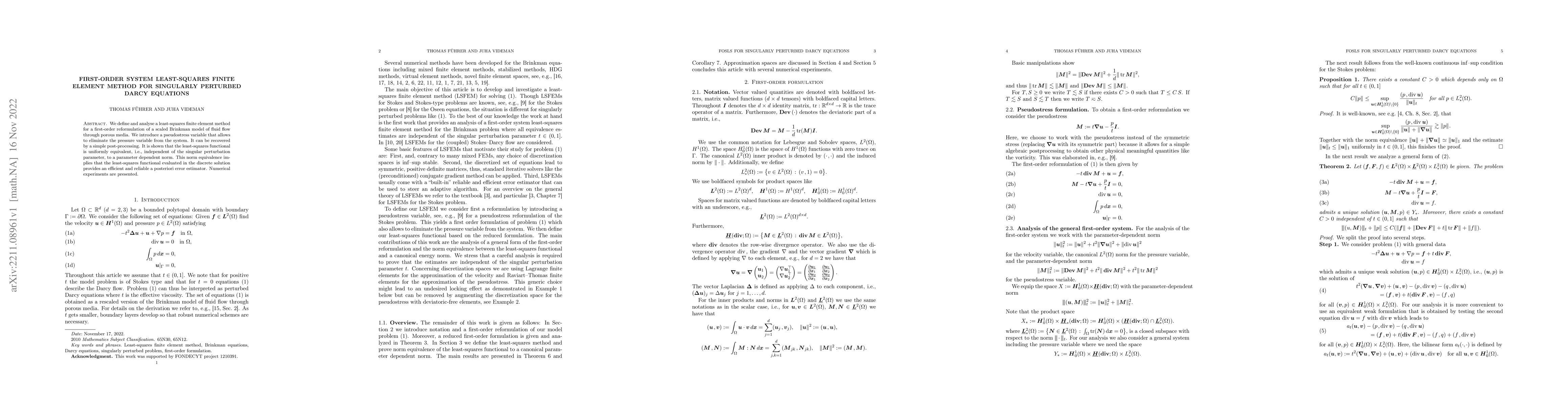 Thumbnail for First-order system least-squares finite element method for singularly
  perturbed Darcy equations