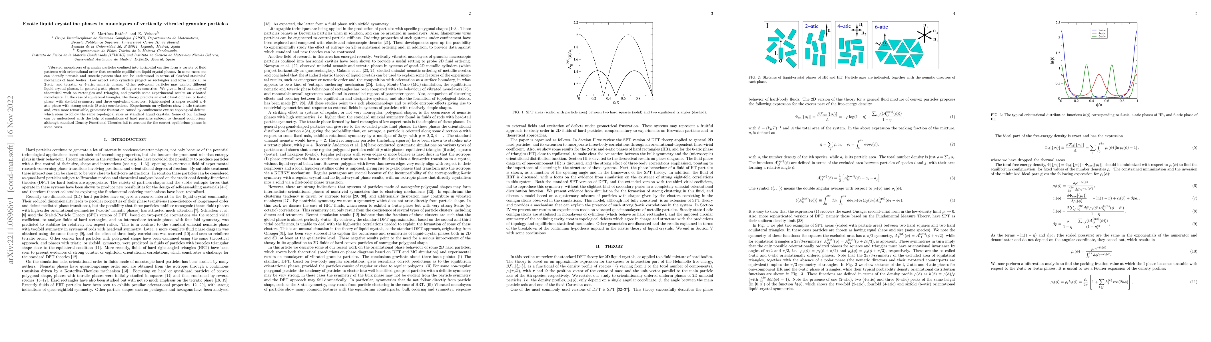 Thumbnail for Exotic liquid crystalline phases in monolayers of vertically vibrated
  granular particles