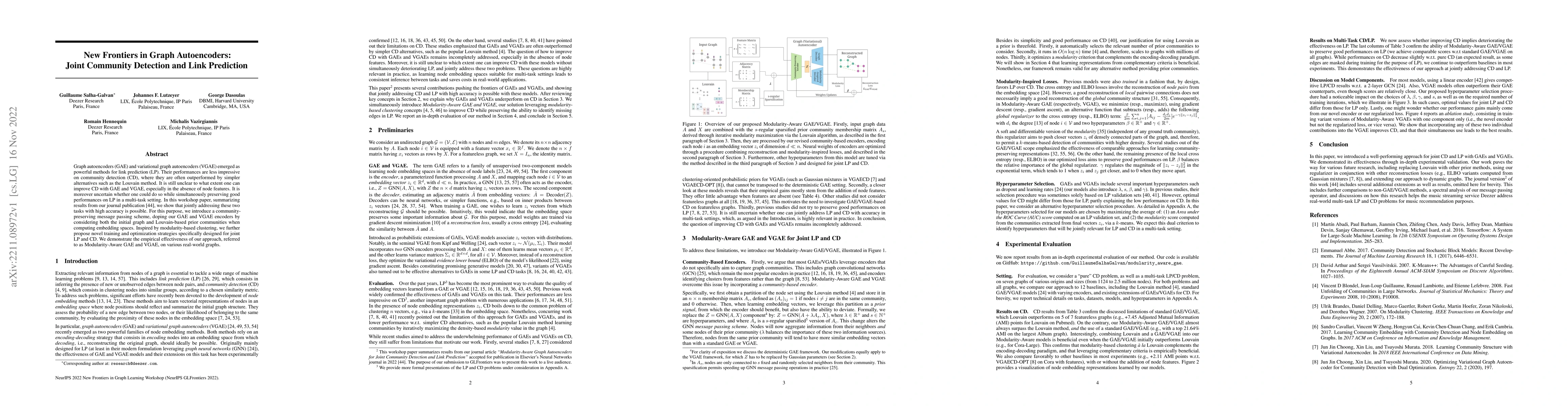 Thumbnail for New Frontiers in Graph Autoencoders: Joint Community Detection and Link
  Prediction
