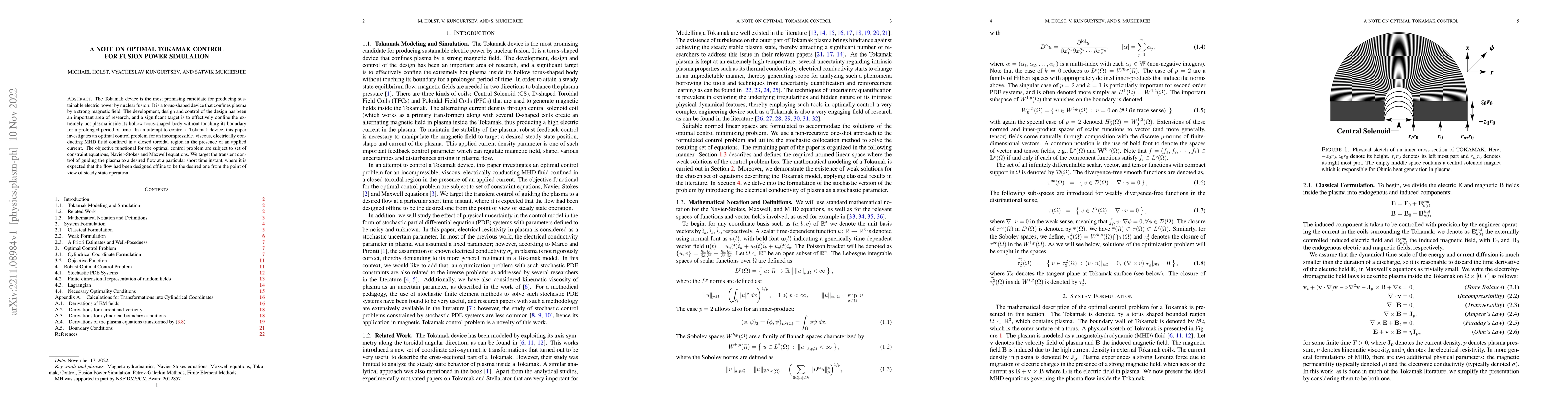 Thumbnail for A Note on Optimal Tokamak Control for Fusion Power Simulation