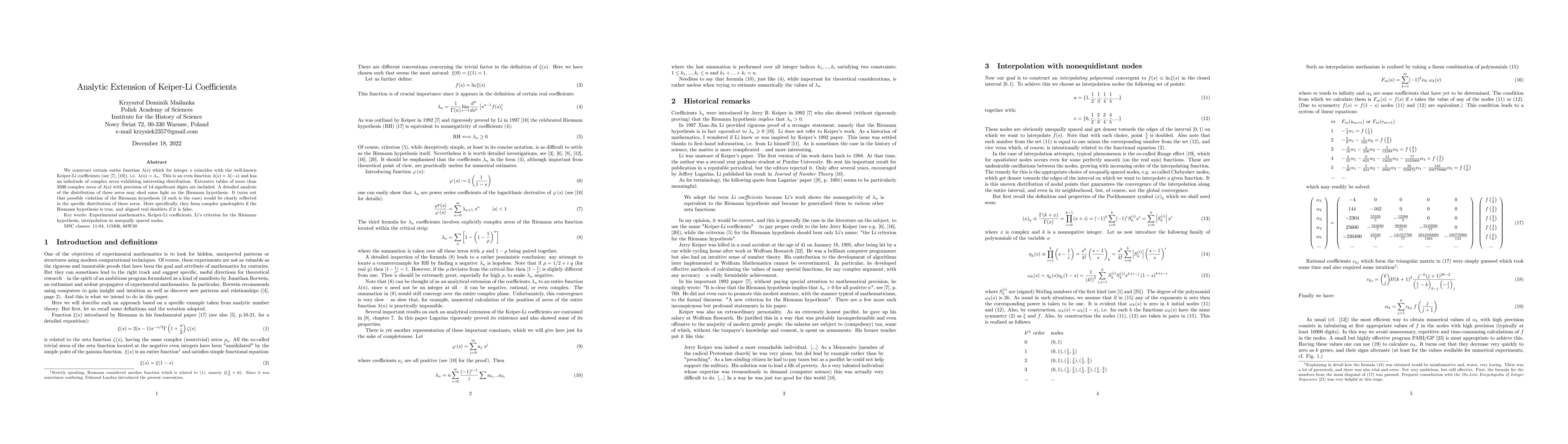 Thumbnail for Analytic Extension of Keiper-Li Coefficients