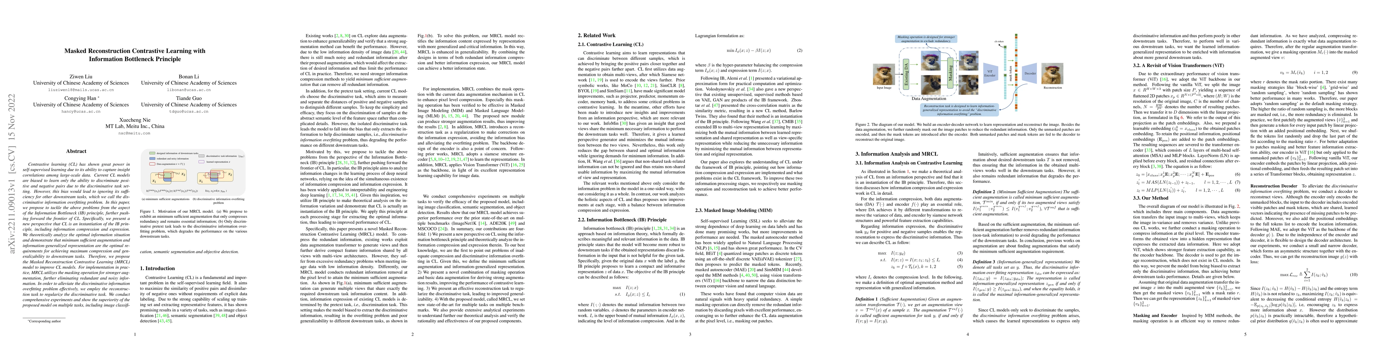 Thumbnail for Masked Reconstruction Contrastive Learning with Information Bottleneck
  Principle