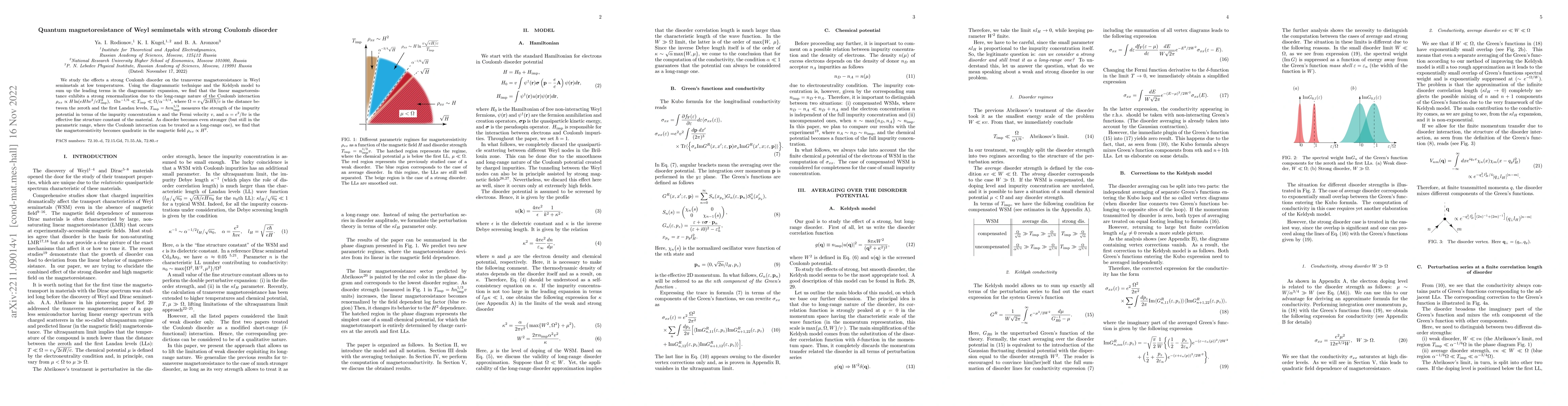 Thumbnail for Quantum magnetoresistance of Weyl semimetals with strong Coulomb
  disorder