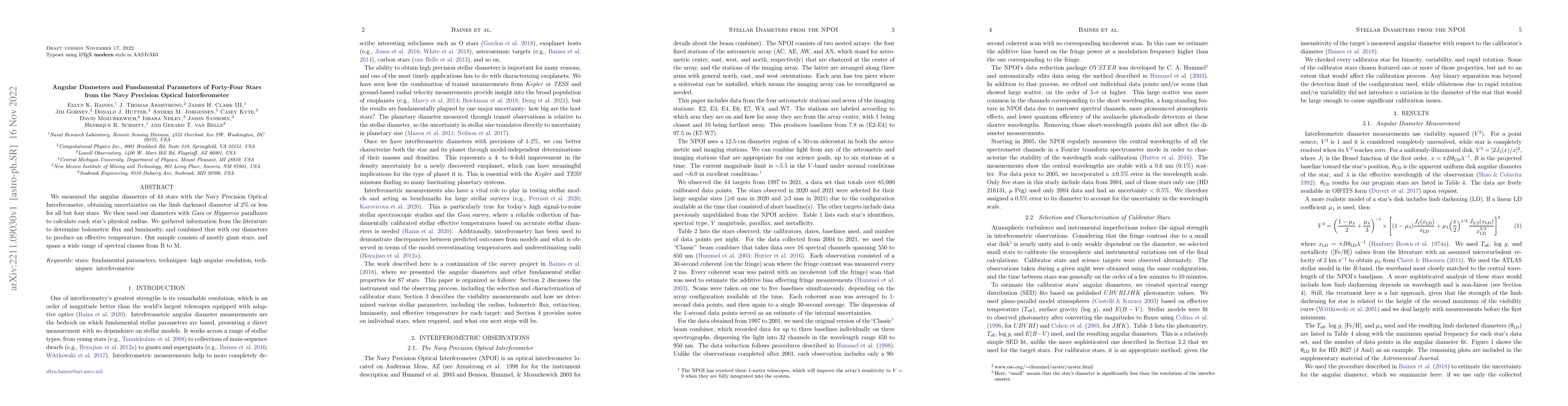 Thumbnail for Angular Diameters and Fundamental Parameters of Forty-Four Stars from
  the Navy Precision Optical Interferometer