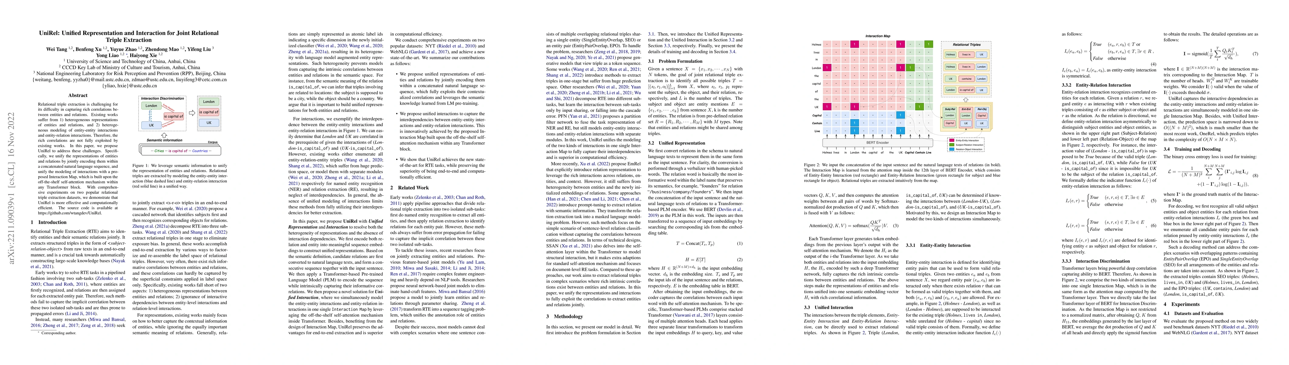 Thumbnail for UniRel: Unified Representation and Interaction for Joint Relational
  Triple Extraction