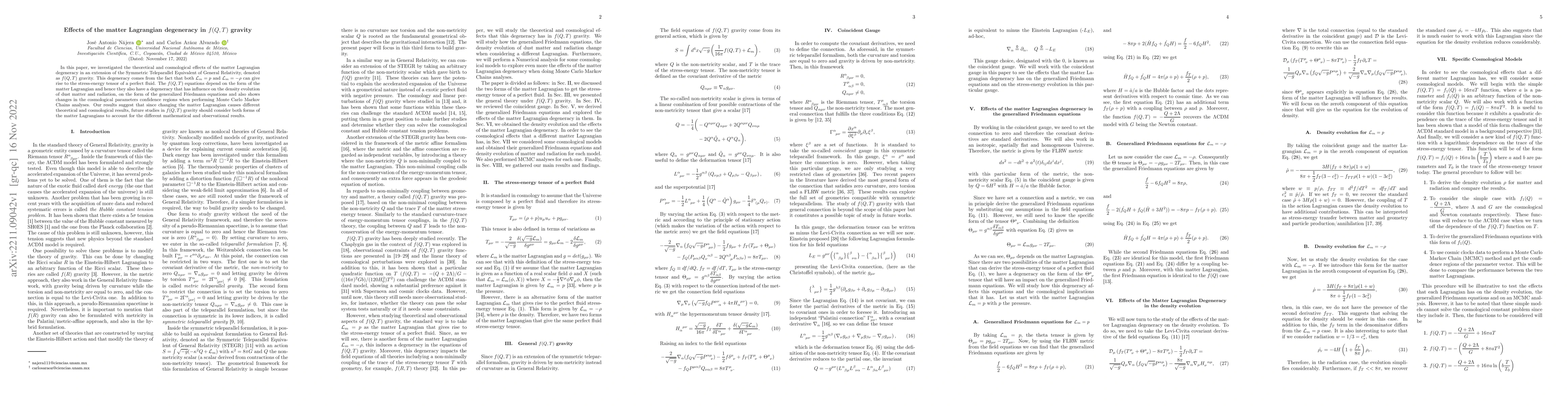 Thumbnail for Effects of the matter Lagrangian degeneracy in $f(Q,T)$ gravity