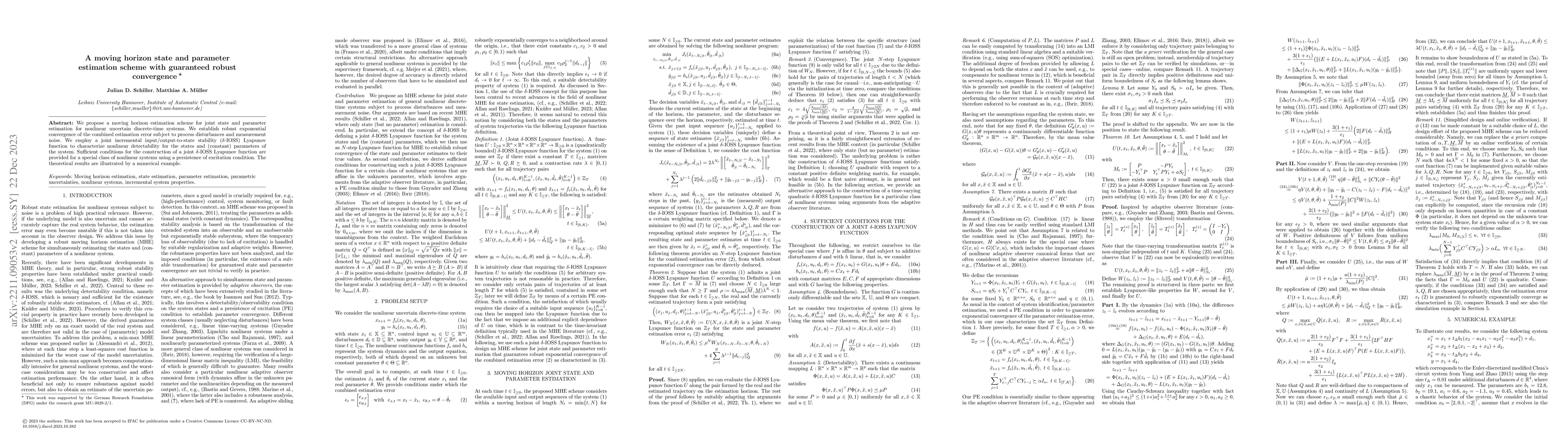 Thumbnail for A moving horizon state and parameter estimation scheme with guaranteed
  robust convergence