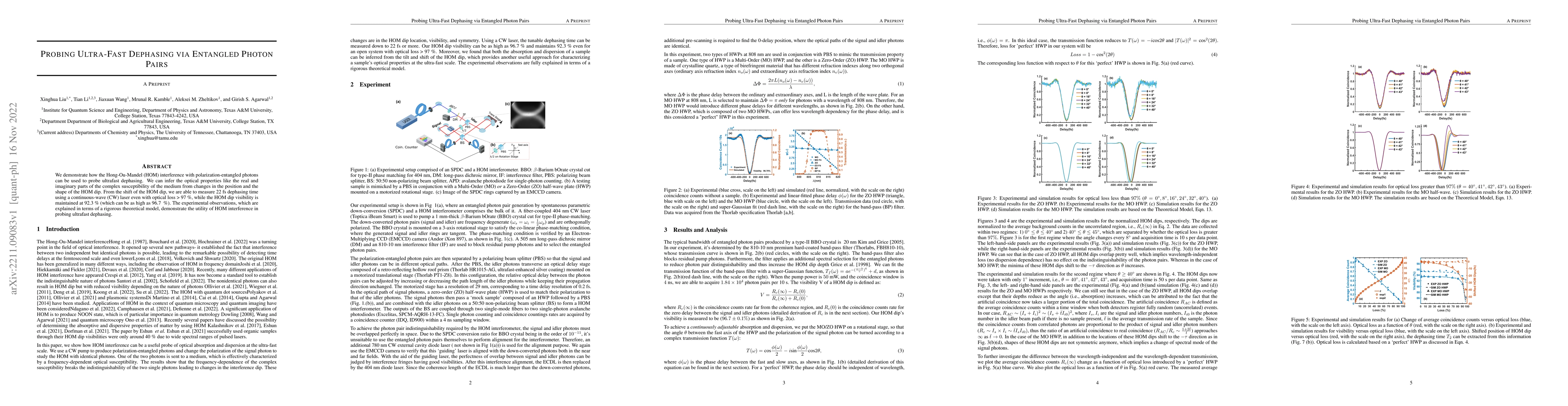 Thumbnail for Probing Ultra-Fast Dephasing via Entangled Photon Pairs
