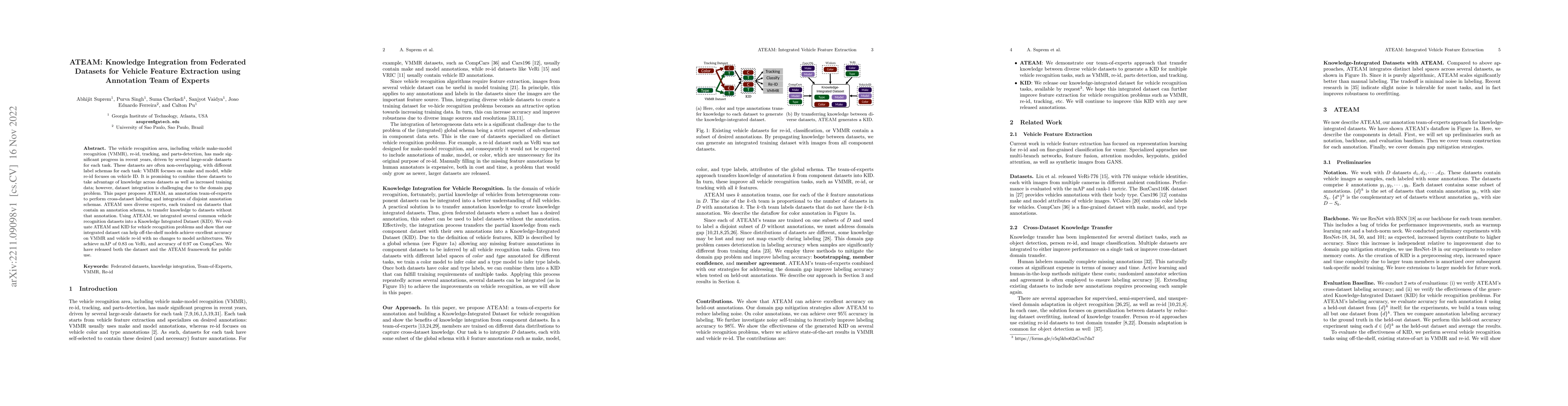 Thumbnail for ATEAM: Knowledge Integration from Federated Datasets for Vehicle Feature
  Extraction using Annotation Team of Experts