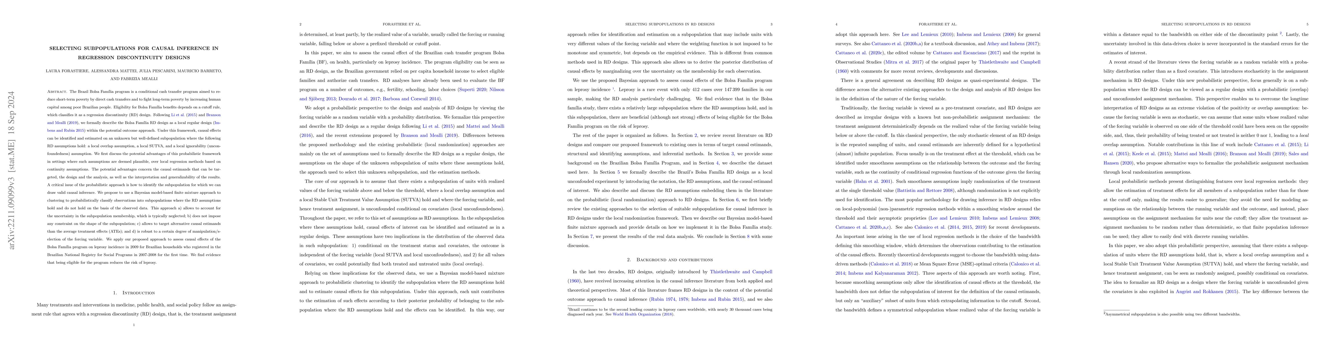 Thumbnail for Selecting Subpopulations for Causal Inference in Regression
  Discontinuity Designs
