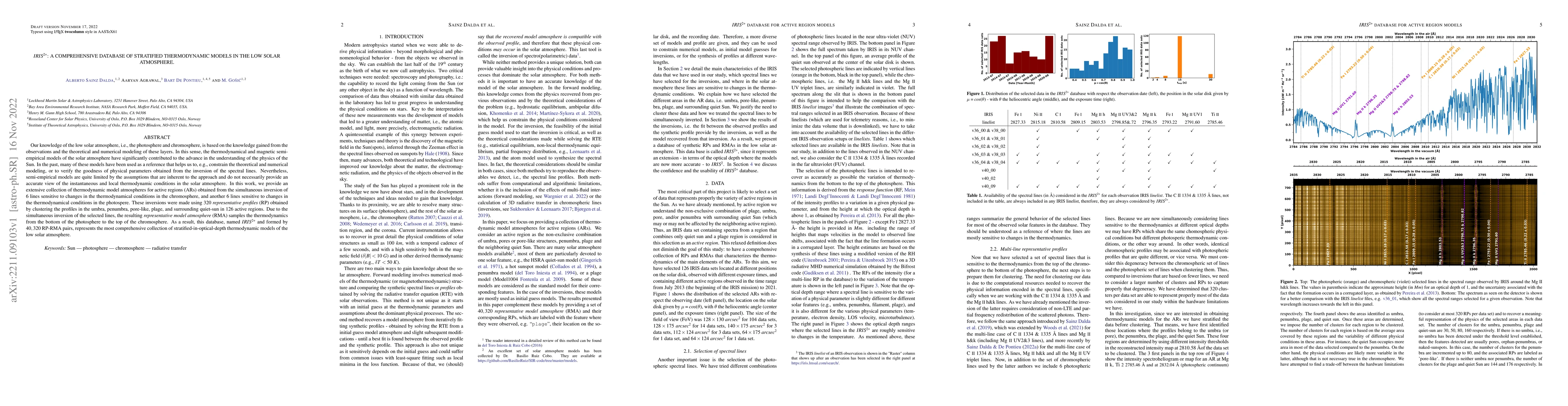 Thumbnail for $IRIS^{2+}$: A comprehensive database of stratified thermodynamic models
  in the low solar atmosphere