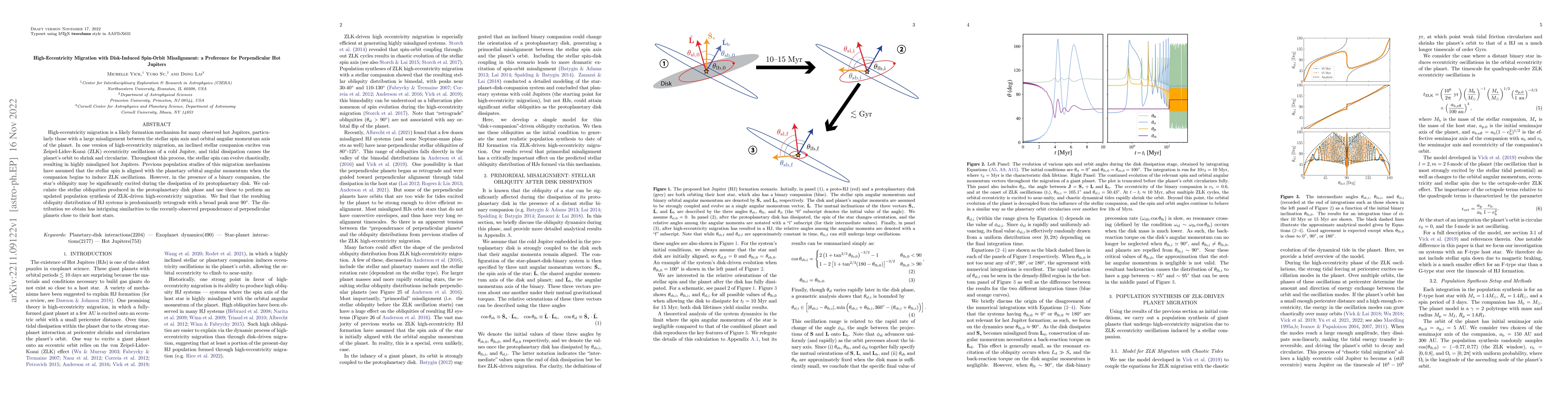 Thumbnail for High-Eccentricity Migration with Disk-Induced Spin-Orbit Misalignment: a
  Preference for Perpendicular Hot Jupiters