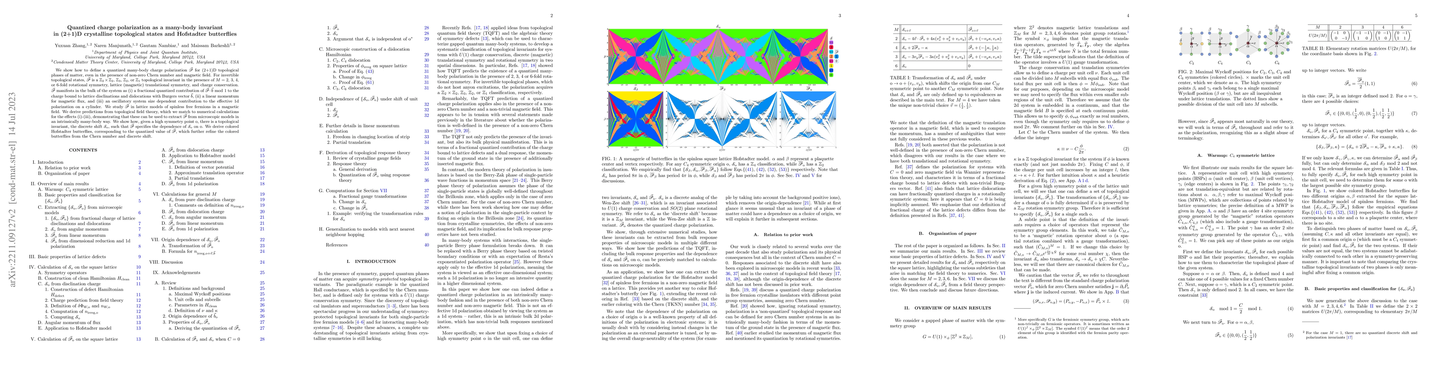 Thumbnail for Quantized charge polarization as a many-body invariant in (2+1)D
  crystalline topological states and Hofstadter butterflies
