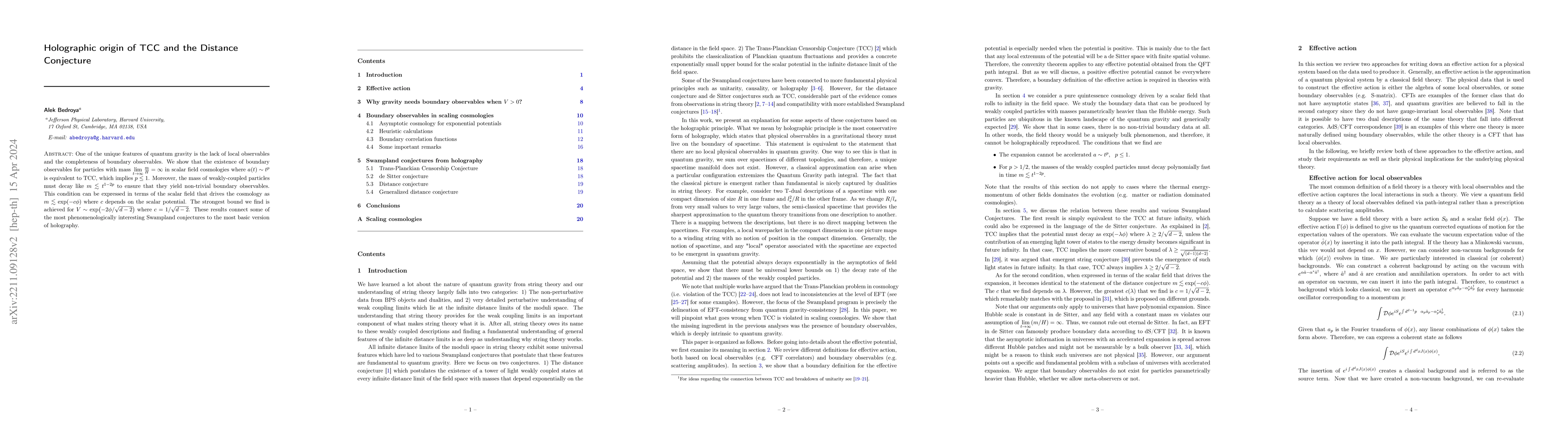 Thumbnail for Holographic origin of TCC and the Distance Conjecture