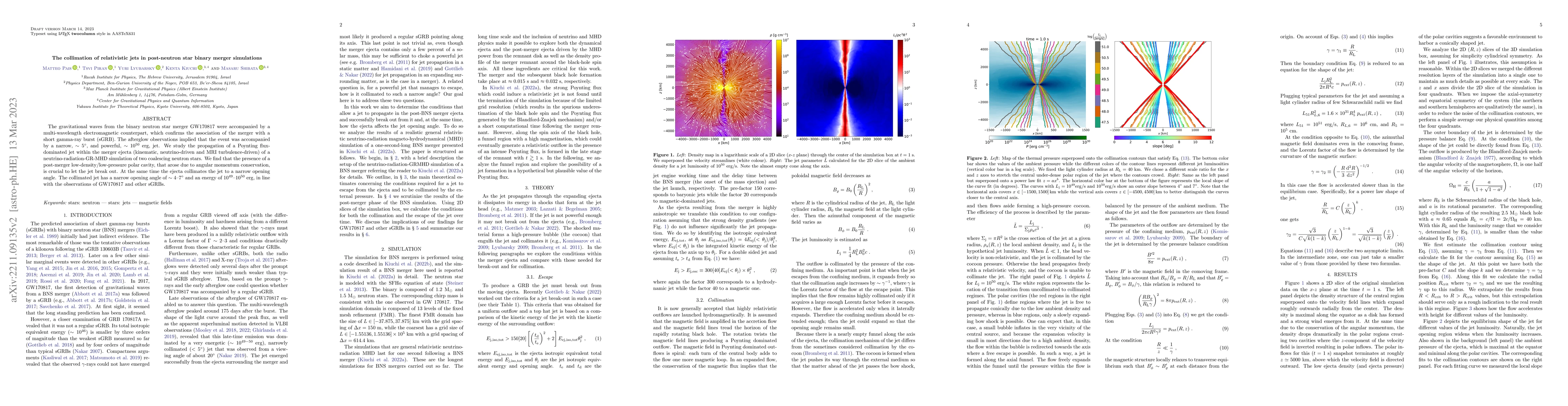 Thumbnail for The collimation of relativistic jets in post-neutron star binary merger
  simulations