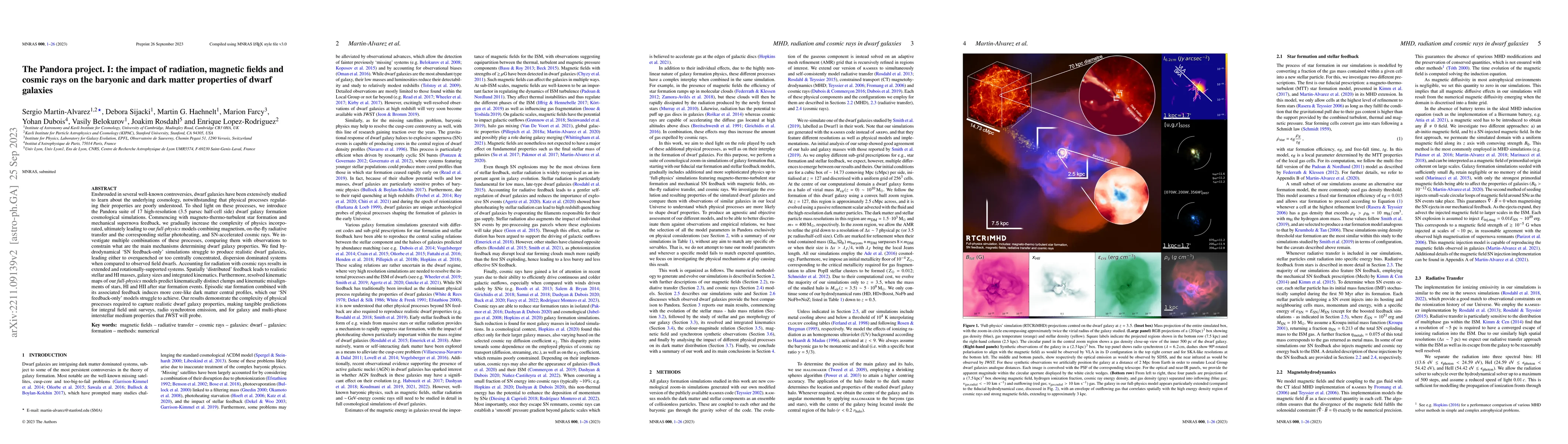 Thumbnail for The Pandora project. I: the impact of radiation and cosmic rays on
  baryonic and dark matter properties of dwarf galaxies