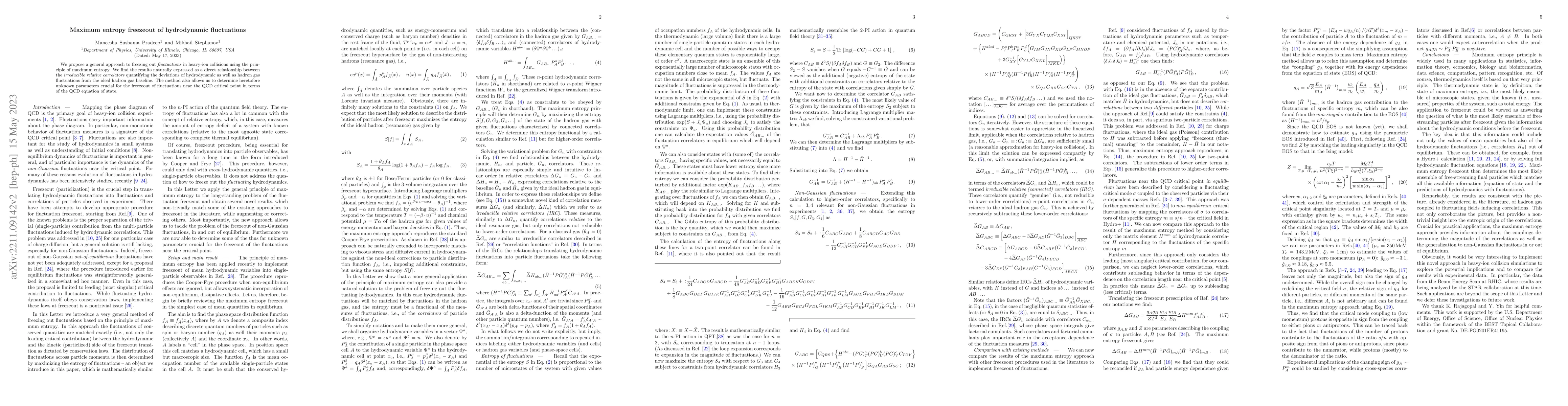 Thumbnail for Maximum entropy freezeout of hydrodynamic fluctuations