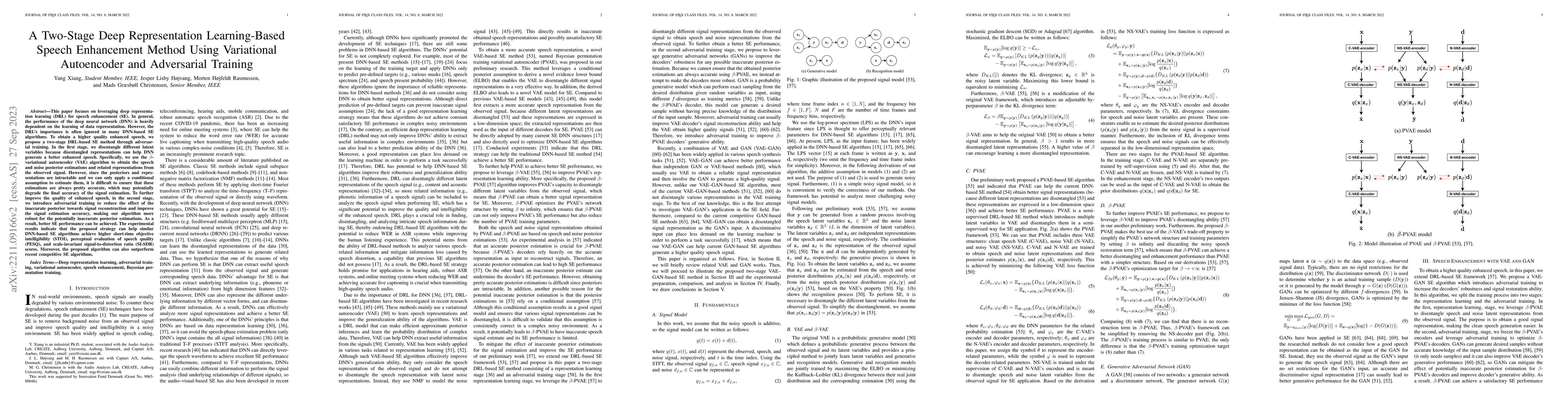 Thumbnail for A Two-Stage Deep Representation Learning-Based Speech Enhancement Method
  Using Variational Autoencoder and Adversarial Training
