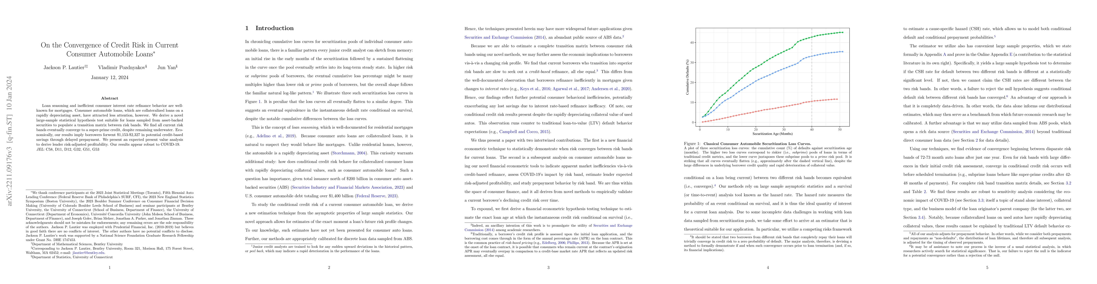 Thumbnail for On the Convergence of Credit Risk in Current Consumer Automobile Loans