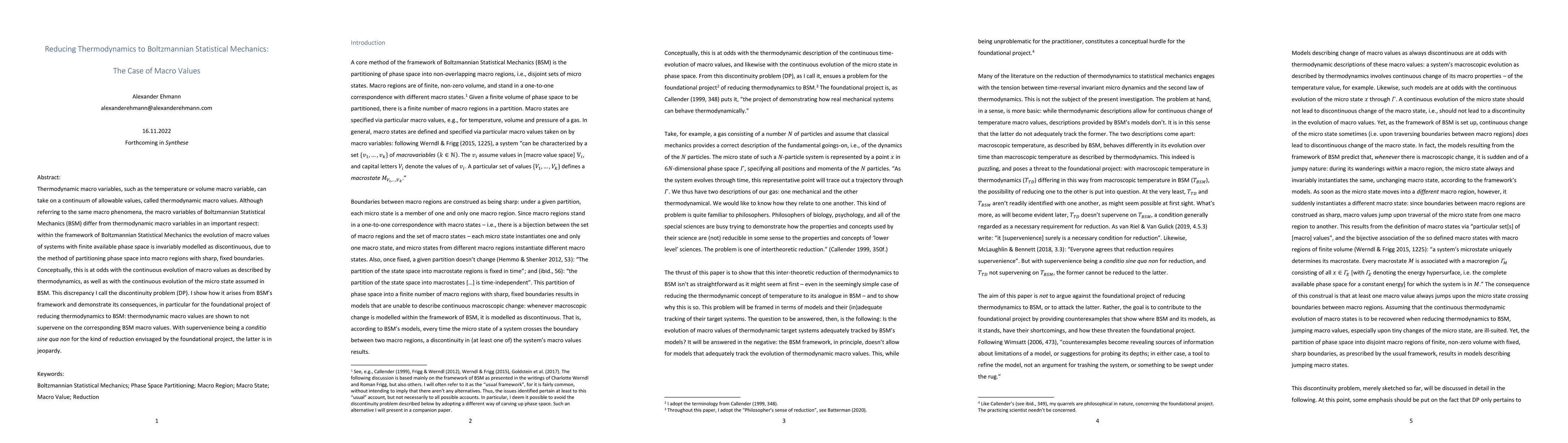 Thumbnail for Reducing Thermodynamics to Boltzmannian Statistical Mechanics: The Case
  of Macro Values