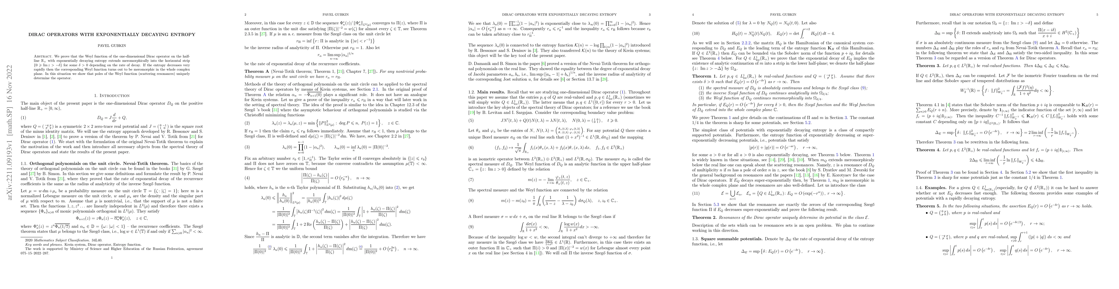 Thumbnail for Dirac operators with exponentially decaying entropy