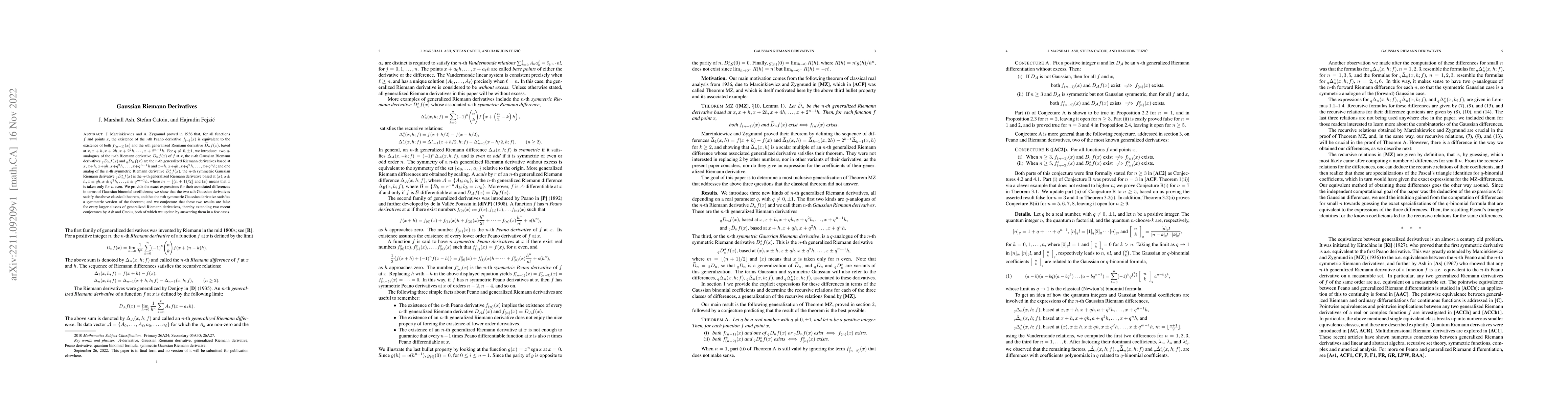 Thumbnail for Gaussian Riemann Derivatives