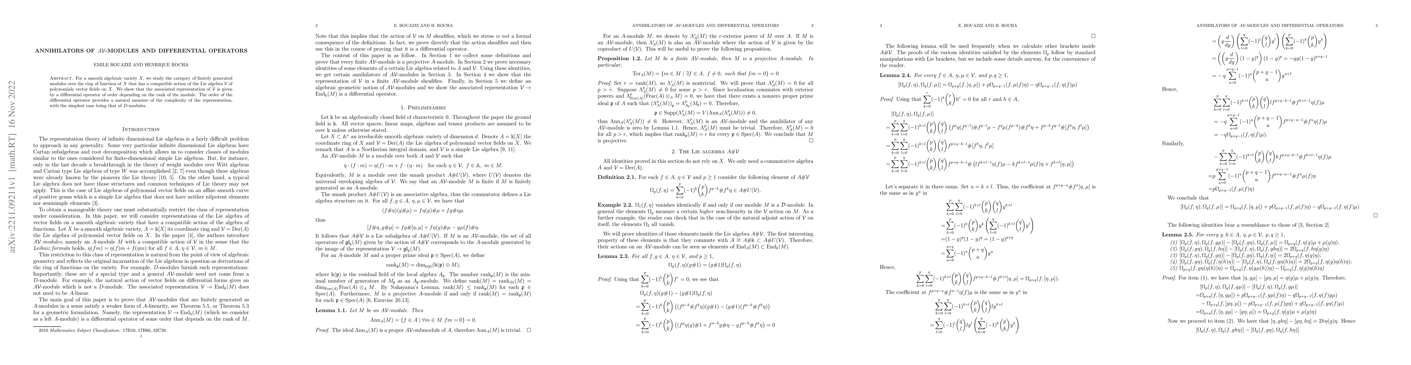 Thumbnail for Annihilators of $A\mathcal{V}$-modules and differential operators